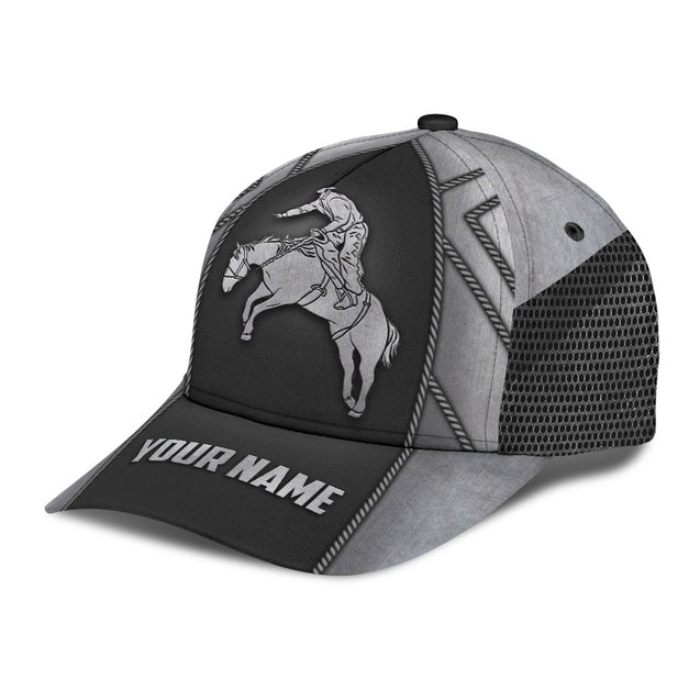 Personalized Name Rodeo Classic Cap Metal Pattern Horse Rider