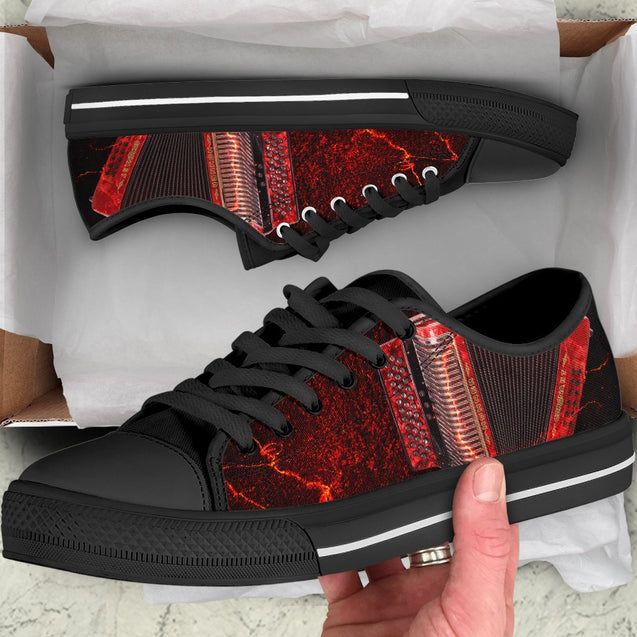 Accordion shoes HAC130201-HG-Unisex Low Top Canvas Shoes-Black-EU36 (US6)-Vibe Cosy™