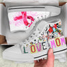 Love mom breast cancer HG HAC060308-HG-Unisex High Top Canvas Shoes-White-EU36 (US6)-Vibe Cosy™
