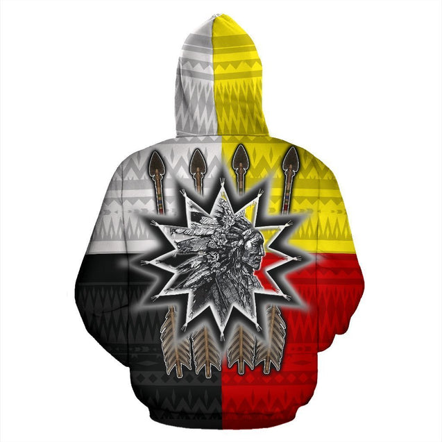 Native America Chief Zip Hoodie PL113-Apparel-PL8386-Hoodie-S-Vibe Cosy™