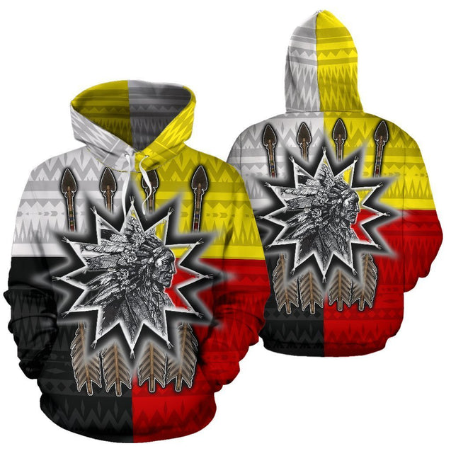 Native America Chief Zip Hoodie PL113-Apparel-PL8386-Hoodie-S-Vibe Cosy™