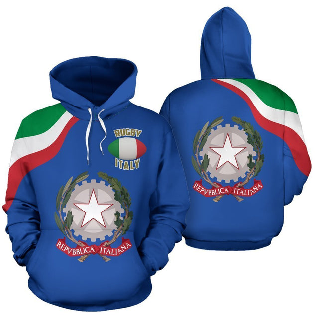 Italy Rugby Zip Up Hoodie-Apparel-PL8386-Hoodie-S-Vibe Cosy™