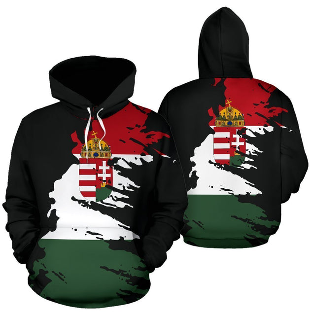 Hungary Hoodie Flag Painting-Apparel-PL8386-Hoodie-S-Vibe Cosy™