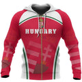 Hungary Coat Of Arms Sport Style-Apparel-PL8386-Zipped Hoodie-S-Vibe Cosy™