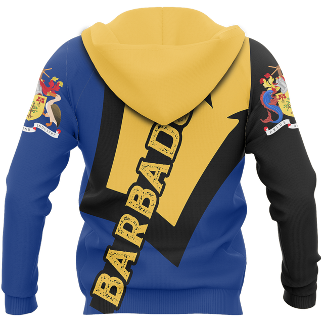 Barbados Trident Zip Hoodie-Apparel-PL8386-Hoodie-S-Vibe Cosy™