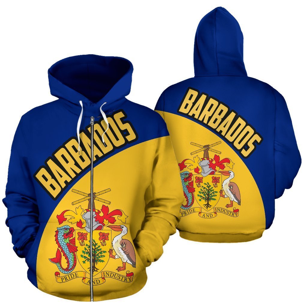 Barbados Zip-Up Hoodie Wave Flag Color-Apparel-PL8386-Zipped Hoodie-S-Vibe Cosy™