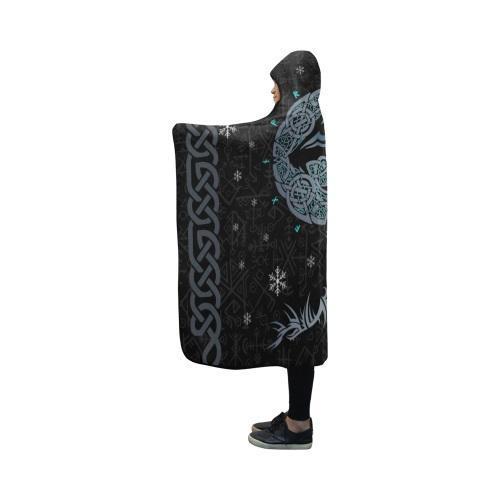 Viking Hooded Blanket - Fenrir Wolf PL085-HOODED BLANKETS (P)-PL8386-Hooded Blanket - .-Youth 60"x45"-Vibe Cosy™