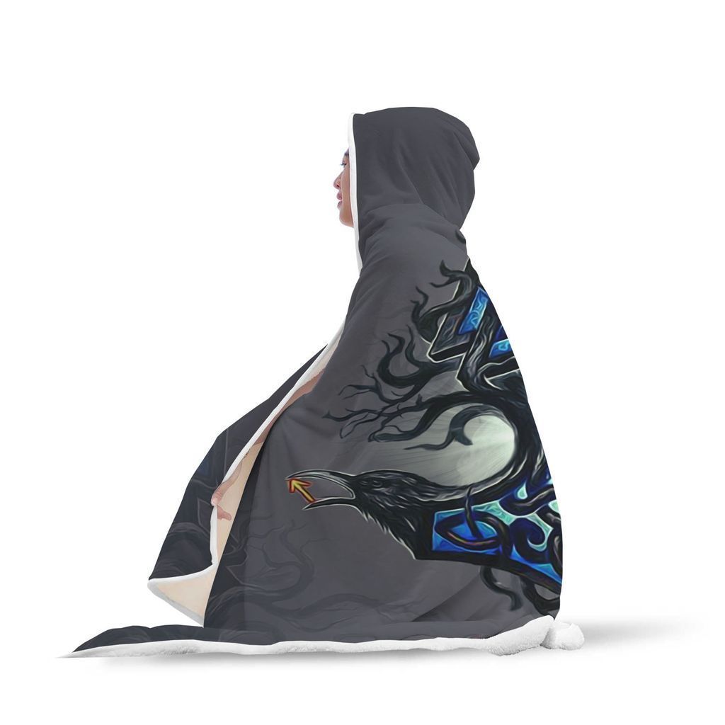 Viking Hooded Blanket - Viking Raven Hooded Blanket PL090-HOODED BLANKETS (P)-PL8386-Hooded Blanket - .-Youth 60"x45"-Vibe Cosy™