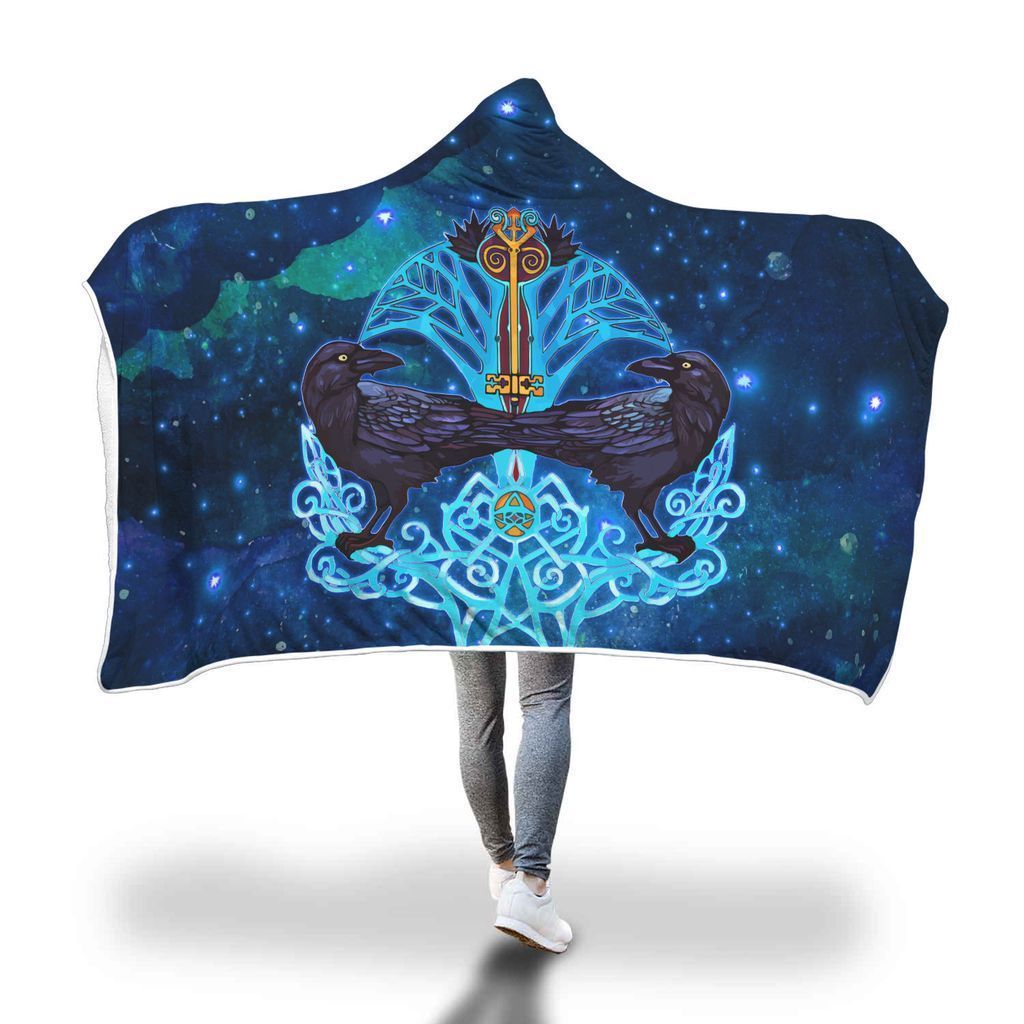 Viking Hooded Blanket - Viking Crow And Key Hooded Blanket PL093-HOODED BLANKETS (P)-PL8386-Hooded Blanket - .-Youth 60"x45"-Vibe Cosy™