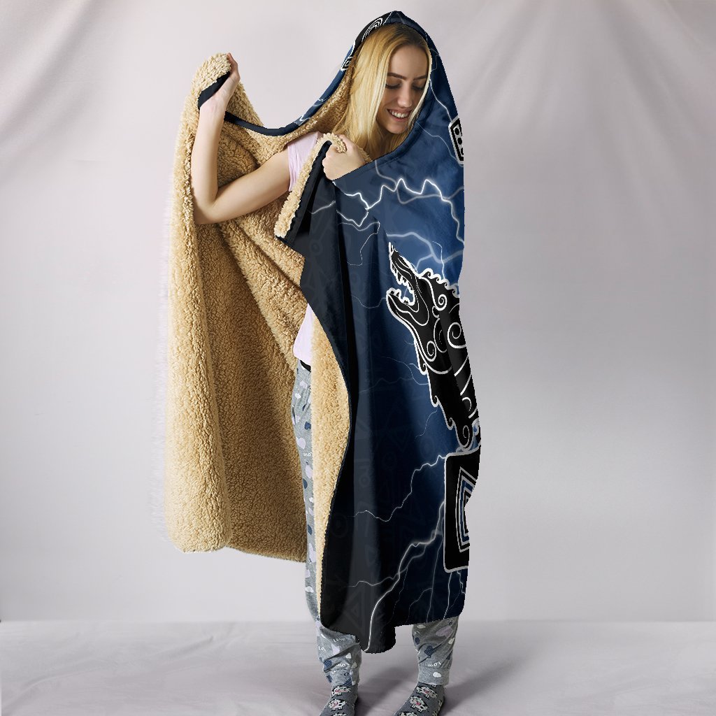 Viking Hooded Blanket - Thor's Hammer Mjollnir PL098-HOODED BLANKETS (P)-PL8386-Hooded Blanket - .-Youth 60"x45"-Vibe Cosy™