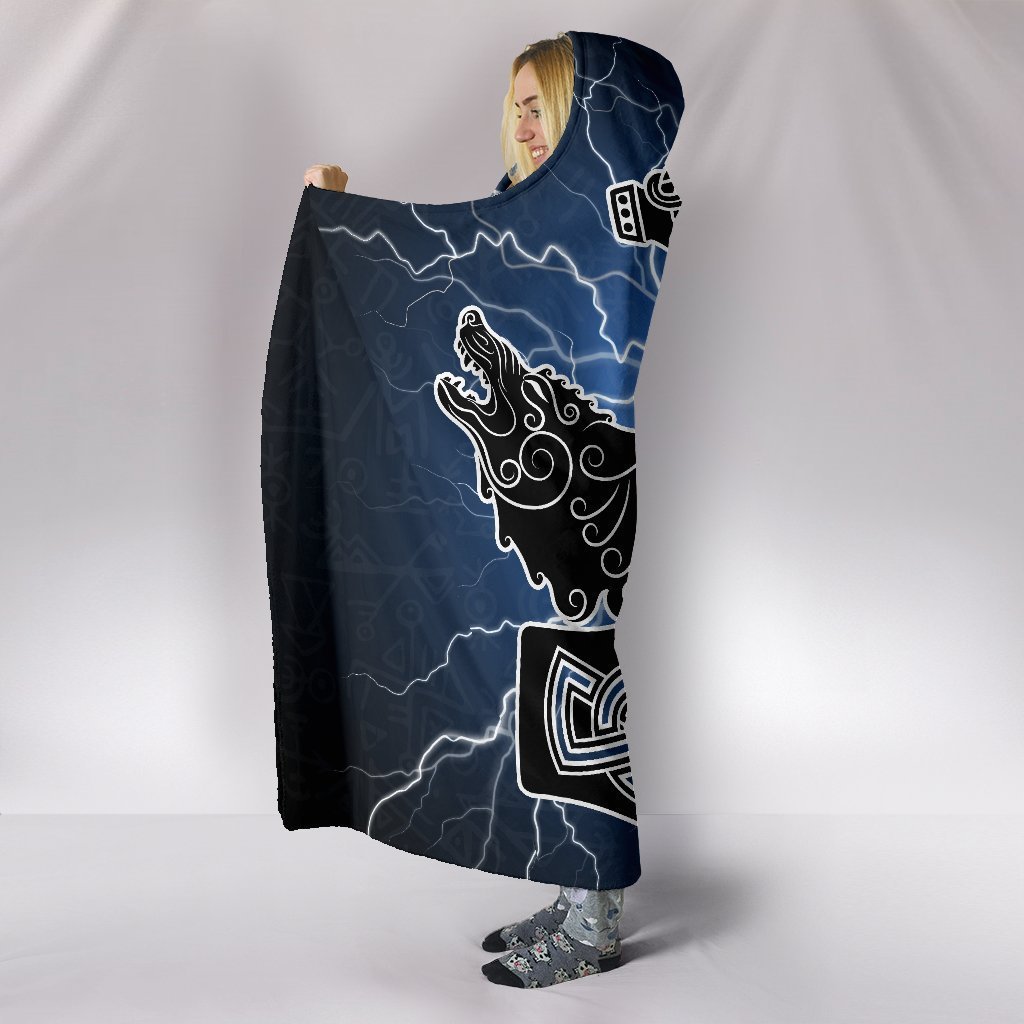 Viking Hooded Blanket - Thor's Hammer Mjollnir PL098-HOODED BLANKETS (P)-PL8386-Hooded Blanket - .-Youth 60"x45"-Vibe Cosy™