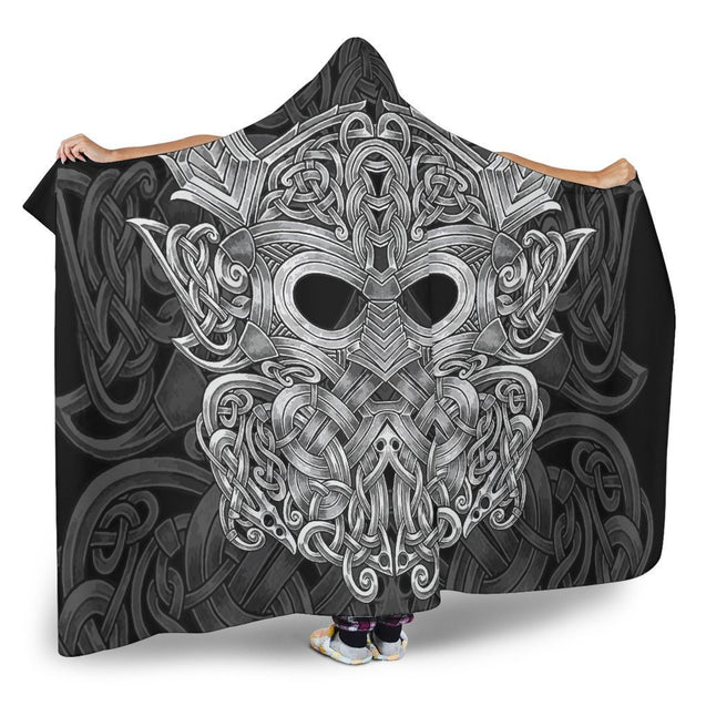 Viking Hooded Blanket - Mjolnir Odin PL100-HOODED BLANKETS (P)-PL8386-Hooded Blanket - .-Youth 60"x45"-Vibe Cosy™