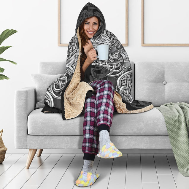 Viking Hooded Blanket - Mjolnir Odin PL100-HOODED BLANKETS (P)-PL8386-Hooded Blanket - .-Youth 60"x45"-Vibe Cosy™