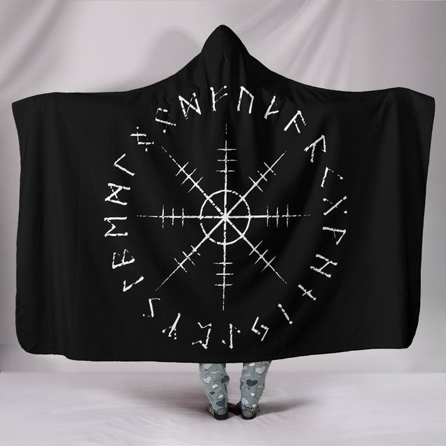 Viking Hooded Blanket - Helm of Awe PL107-HOODED BLANKETS (P)-PL8386-Hooded Blanket - .-Youth 60"x45"-Vibe Cosy™