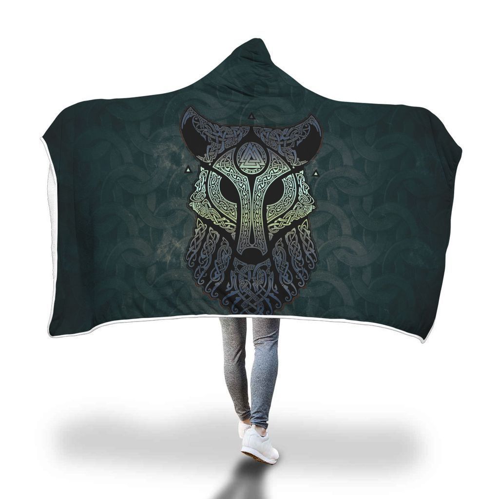 Viking Hooded Blanket - Viking Wolf Hooded Blanket PL109-HOODED BLANKETS (P)-PL8386-Hooded Blanket - .-Youth 60"x45"-Vibe Cosy™