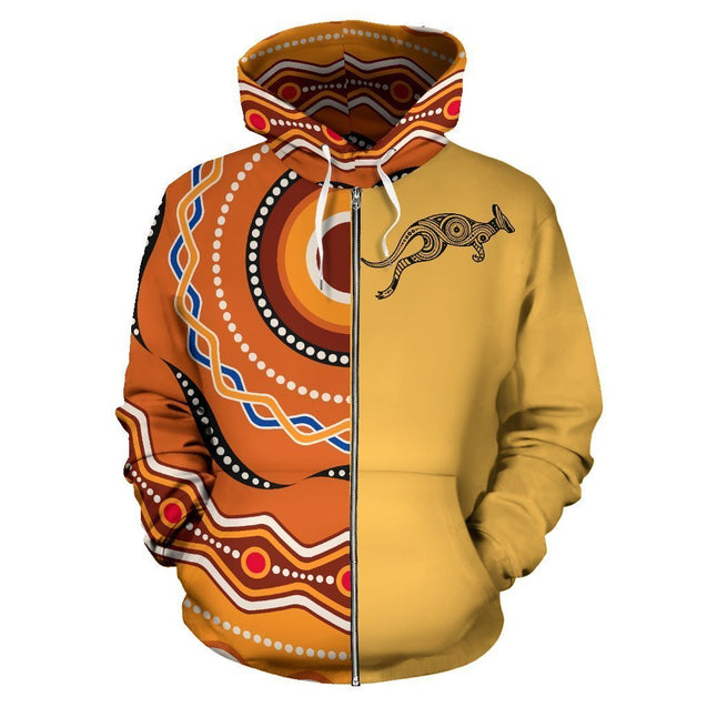 3D All Over Printed Australia Hoodie Kangaroo Aboriginal PL-Apparel-PL8386-Zipped Hoodie-S-Vibe Cosy™