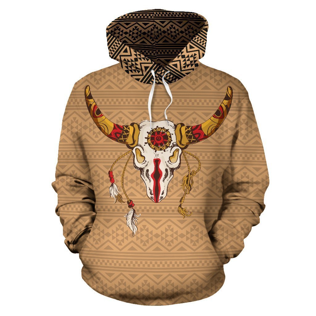 Native American Totem Bison Zip Hoodie PL133-Apparel-PL8386-Hoodie-S-Vibe Cosy™