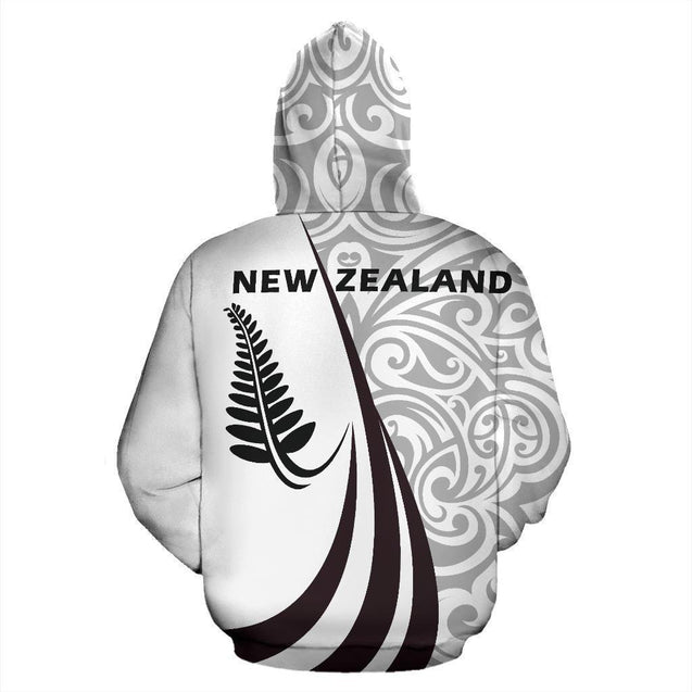 New Zealand Maori Silver Fern Hoodie Black PL144-Apparel-PL8386-Hoodie-S-Vibe Cosy™