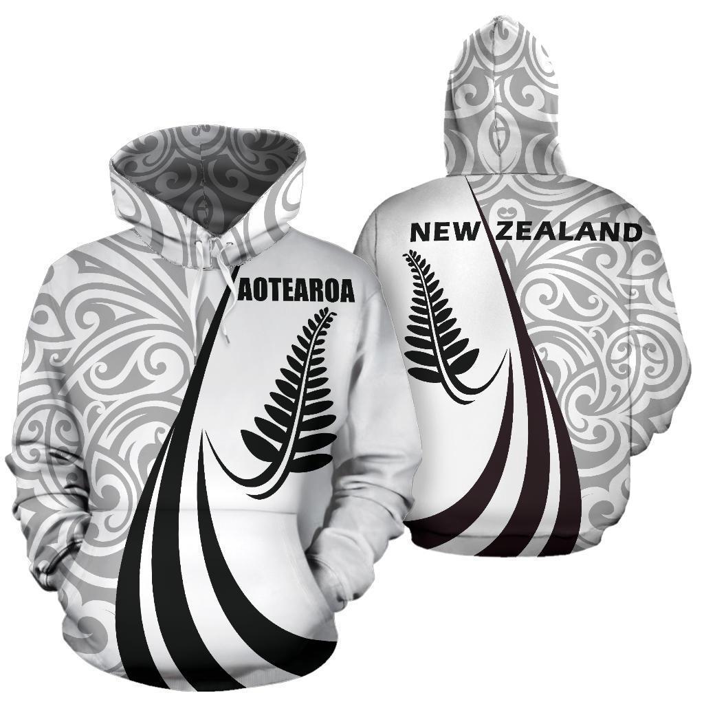 New Zealand Maori Silver Fern Hoodie Black PL144-Apparel-PL8386-Hoodie-S-Vibe Cosy™