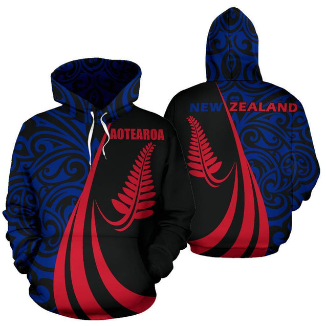 New Zealand Maori Silver Fern Zip - Up Hoodie Flag PL145-Apparel-PL8386-Hoodie-S-Vibe Cosy™