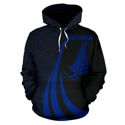 New Zealand Maori Silver Fern Hoodie Blue PL147-Apparel-PL8386-Hoodie-S-Vibe Cosy™
