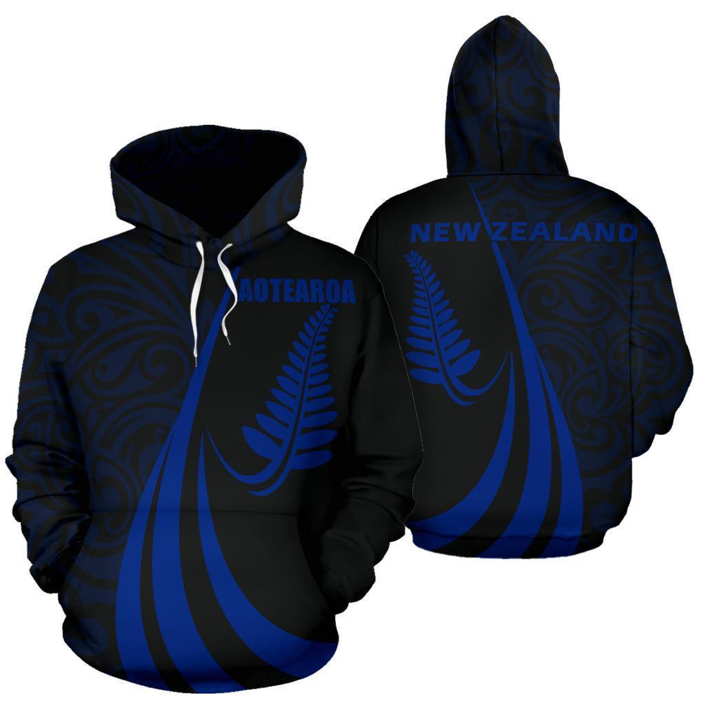 New Zealand Maori Silver Fern Hoodie Blue PL147-Apparel-PL8386-Hoodie-S-Vibe Cosy™