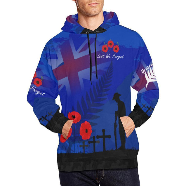 Anzac Day Lest We Forget All Over Hoodie PL156-Apparel-PL8386-Hoodie-S-Vibe Cosy™