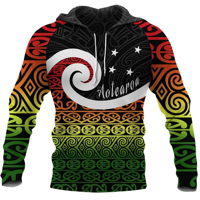 New Zealand Koru Rastafari Color All Over Hoodie PL157-Apparel-PL8386-Hoodie-S-Vibe Cosy™