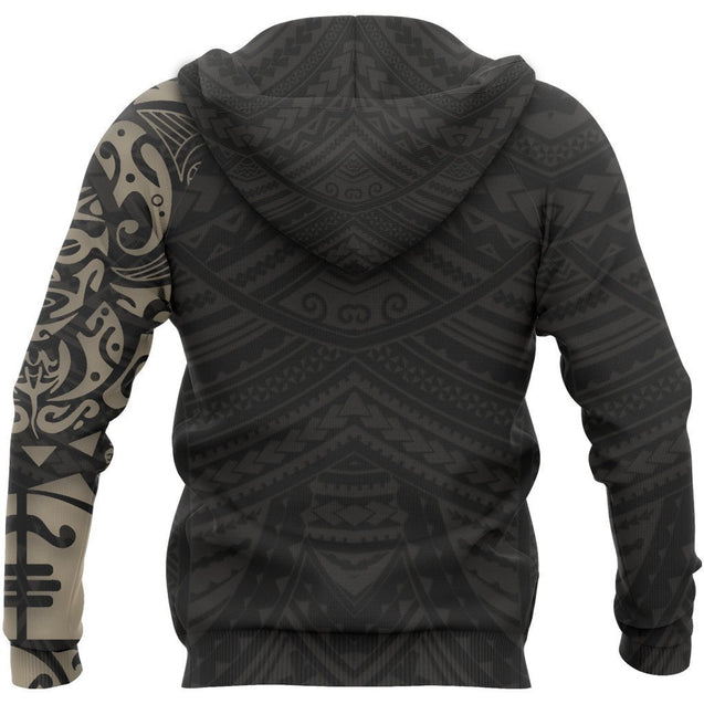 Maori Lion Tattoo New Zealand All Over Hoodie Golden PL164-Apparel-PL8386-Zipped Hoodie-S-Vibe Cosy™