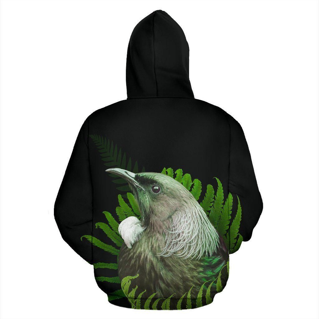 Tui Bird with Silver Fern New Zealand Hoodie PL181-Apparel-PL8386-Zipped Hoodie-S-Vibe Cosy™