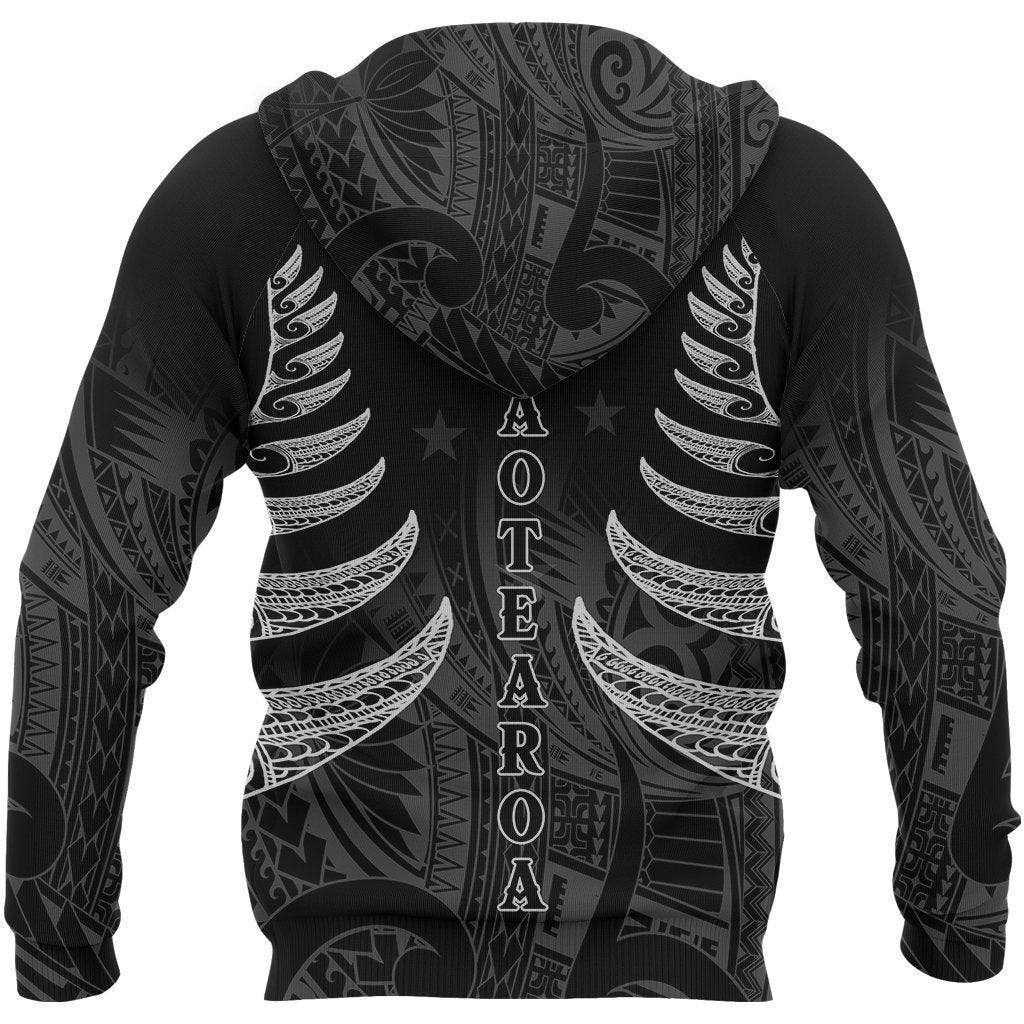 Maori Silver Fern Tattoo New Zealand Hoodie PL184-Apparel-PL8386-Zipped Hoodie-S-Vibe Cosy™