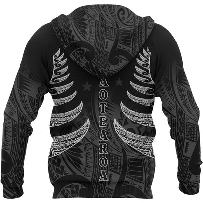 Maori Silver Fern Tattoo New Zealand Hoodie PL184-Apparel-PL8386-Zipped Hoodie-S-Vibe Cosy™