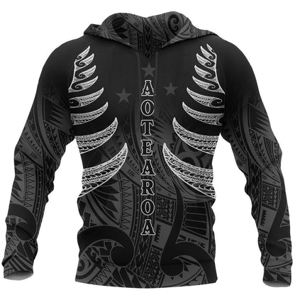 Maori Silver Fern Tattoo New Zealand Hoodie PL184-Apparel-PL8386-Hoodie-S-Vibe Cosy™