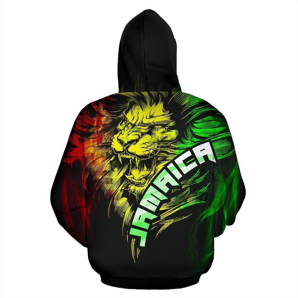 Jamaican Lion Hoodie PL197-Apparel-PL8386-Zipped Hoodie-S-Vibe Cosy™