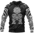 Tiki Maori Tattoo All Over Hoodie White PL210-Apparel-PL8386-Hoodie-S-Vibe Cosy™