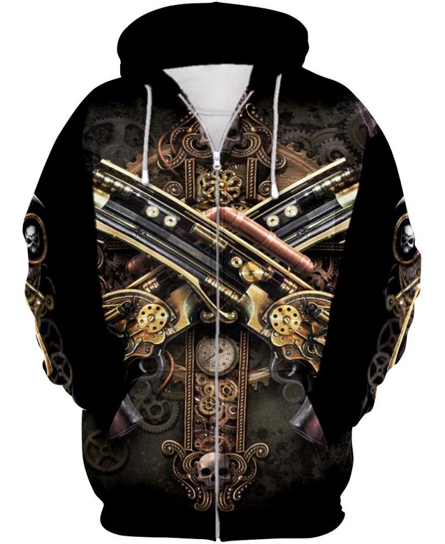 PL222 Skeleton Skull-Apparel-PL8386-Zipped Hoodie-S-Vibe Cosy™