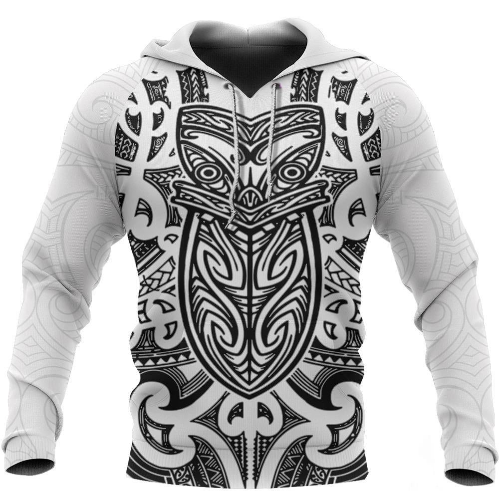 New Zealand Hoodie Maori Rugby - Black And White PL273 - Amaze Style™-Apparel