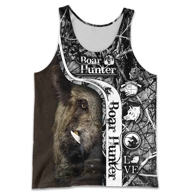 PL402 BOAR HUNTER CAMO MUDDY BLACK 3D ALL OVER PRINTED SHIRTS-Apparel-PL8386-Tanktop-S-Vibe Cosy™