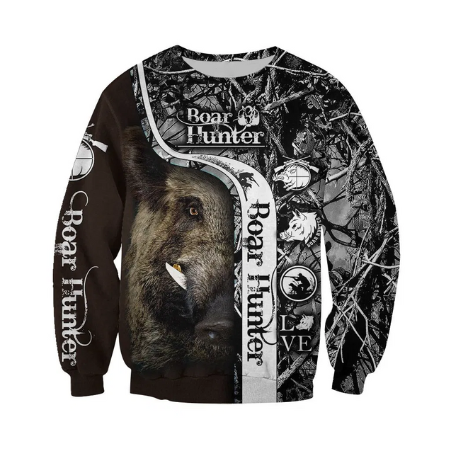 PL402 BOAR HUNTER CAMO MUDDY BLACK 3D ALL OVER PRINTED SHIRTS-Apparel-PL8386-sweatshirt-S-Vibe Cosy™