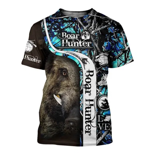 PL408 BOAR HUNTER CAMO MUDDY BLUE 3D ALL OVER PRINTED SHIRTS FOR MEN AND WOMEN-Apparel-PL8386-T shirt-S-Vibe Cosy™