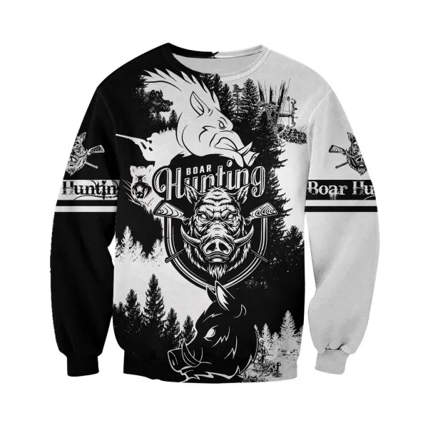 PL411 HUNTING BLACK AND WHITE 3D ALL OVER PRINTED SHIRTS FOR MEN AND WOMEN-Apparel-PL8386-sweatshirt-S-Vibe Cosy™