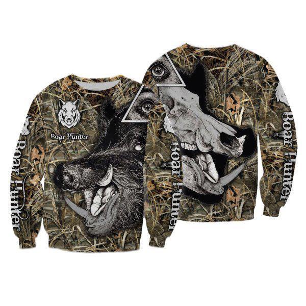 PL413 BOAR HUNTER 3D ALL OVER PRINTED SHIRTS-Apparel-PL8386-sweatshirt-S-Vibe Cosy™