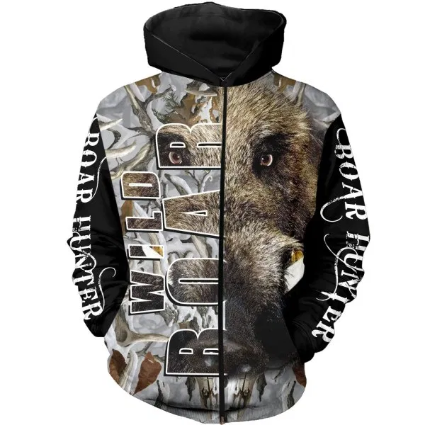 PL420 WILD BOAR CAMO 3D ALL OVER PRINTED SHIRTS FOR MEN AND WOMEN-Apparel-PL8386-zip-up hoodie-S-Vibe Cosy™