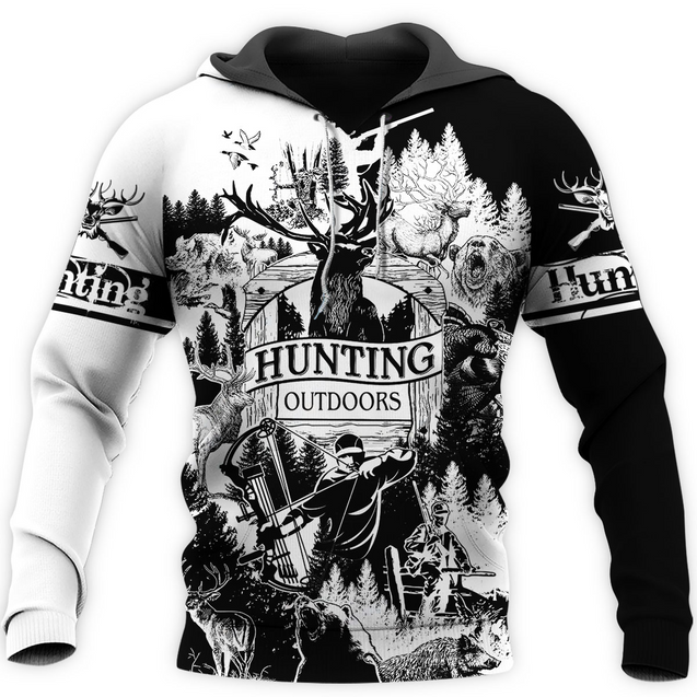 PL430 HUNTING BLACK AND WHITE 3D ALL OVER PRINTED SHIRTS-Apparel-PL8386-Hoodie-S-Vibe Cosy™