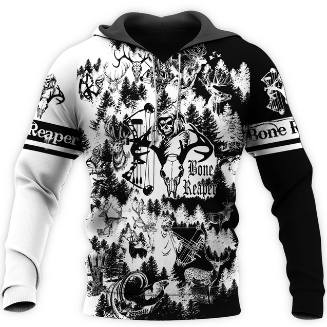 PL442 BONE REAPER BLACK AND WHITE 3D ALL OVER PRINTED SHIRTS-Apparel-PL8386-Hoodie-S-Vibe Cosy™