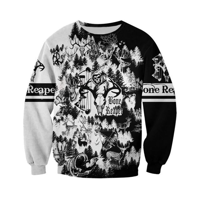 PL442 BONE REAPER BLACK AND WHITE 3D ALL OVER PRINTED SHIRTS-Apparel-PL8386-sweatshirt-S-Vibe Cosy™