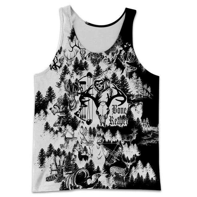 PL442 BONE REAPER BLACK AND WHITE 3D ALL OVER PRINTED SHIRTS-Apparel-PL8386-Tanktop-S-Vibe Cosy™