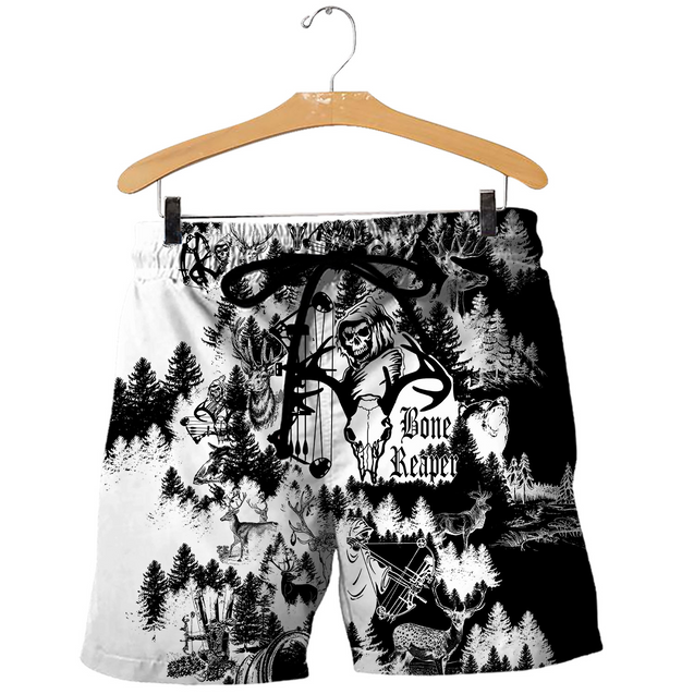 PL442 BONE REAPER BLACK AND WHITE 3D ALL OVER PRINTED SHIRTS-Apparel-PL8386-Shorts-S-Vibe Cosy™