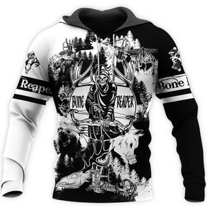 PL444 BONE REAPER BLACK AND WHITE 3D ALL OVER PRINTED SHIRTS-Apparel-PL8386-Hoodie-S-Vibe Cosy™