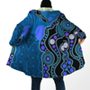 Aboriginal Art Flag Circle Dot Blue 3D design print Cloak